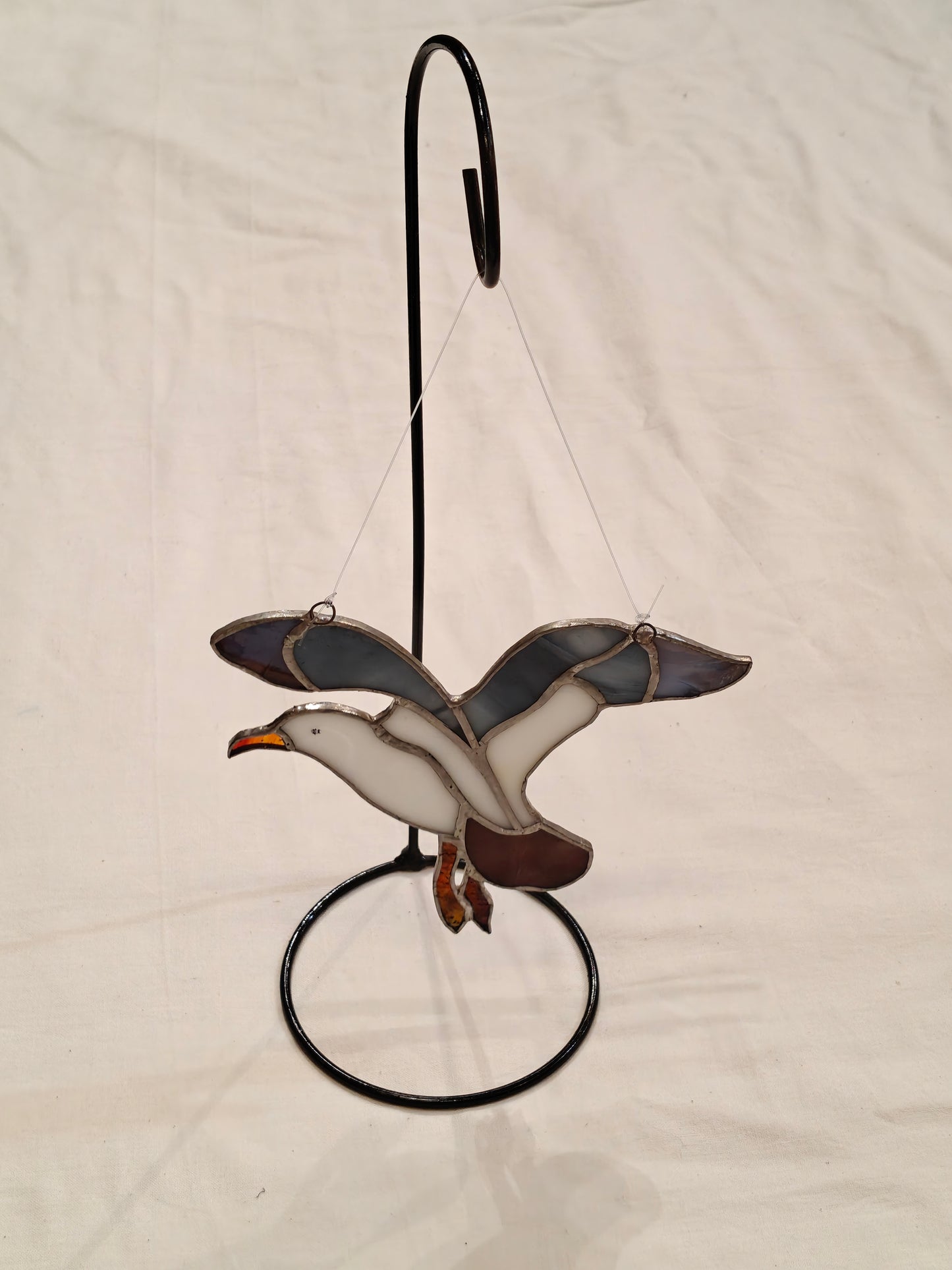 Stained glass bird with stand - Handcrafted decor