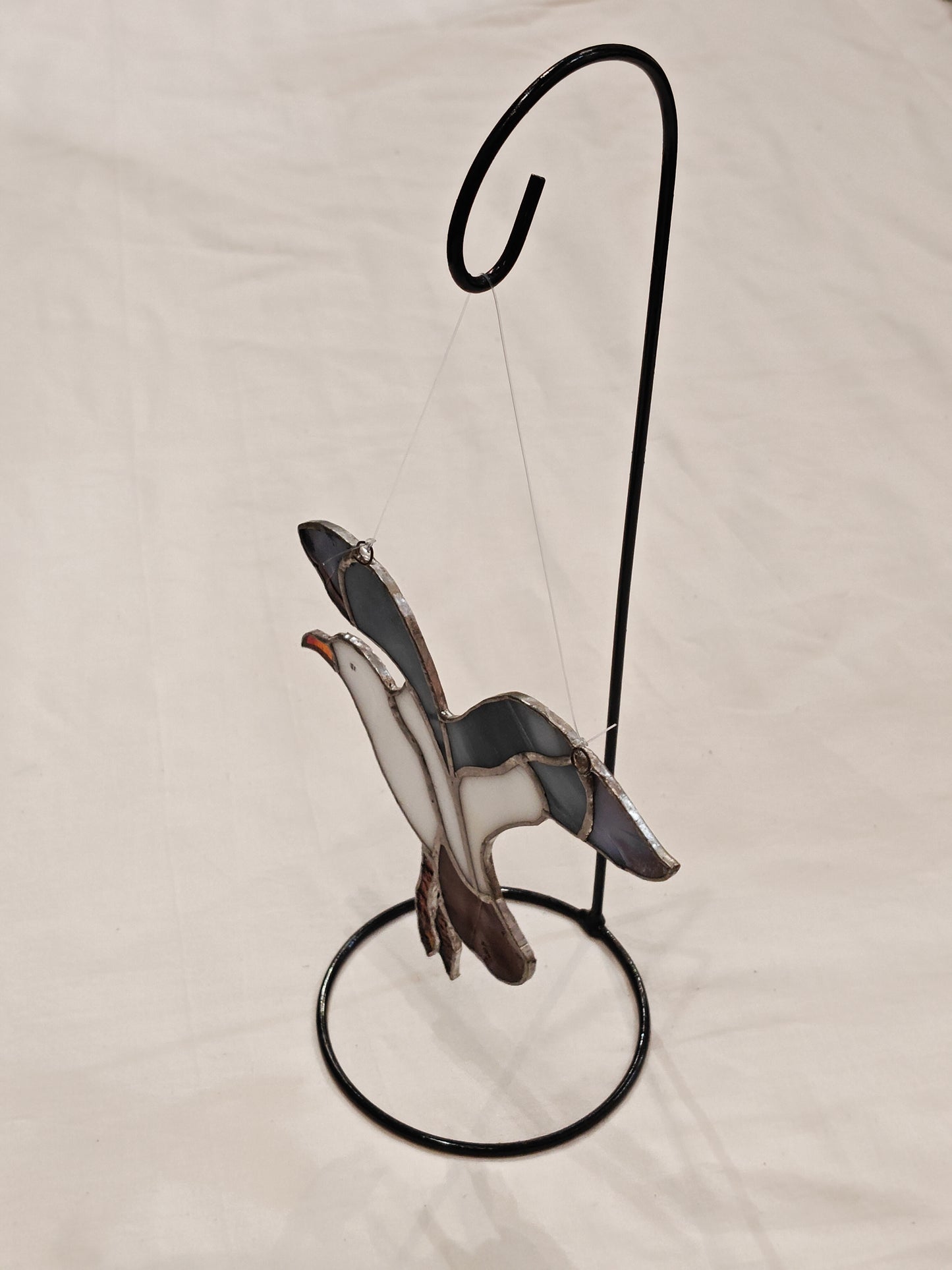 Stained glass bird with stand - Handcrafted decor