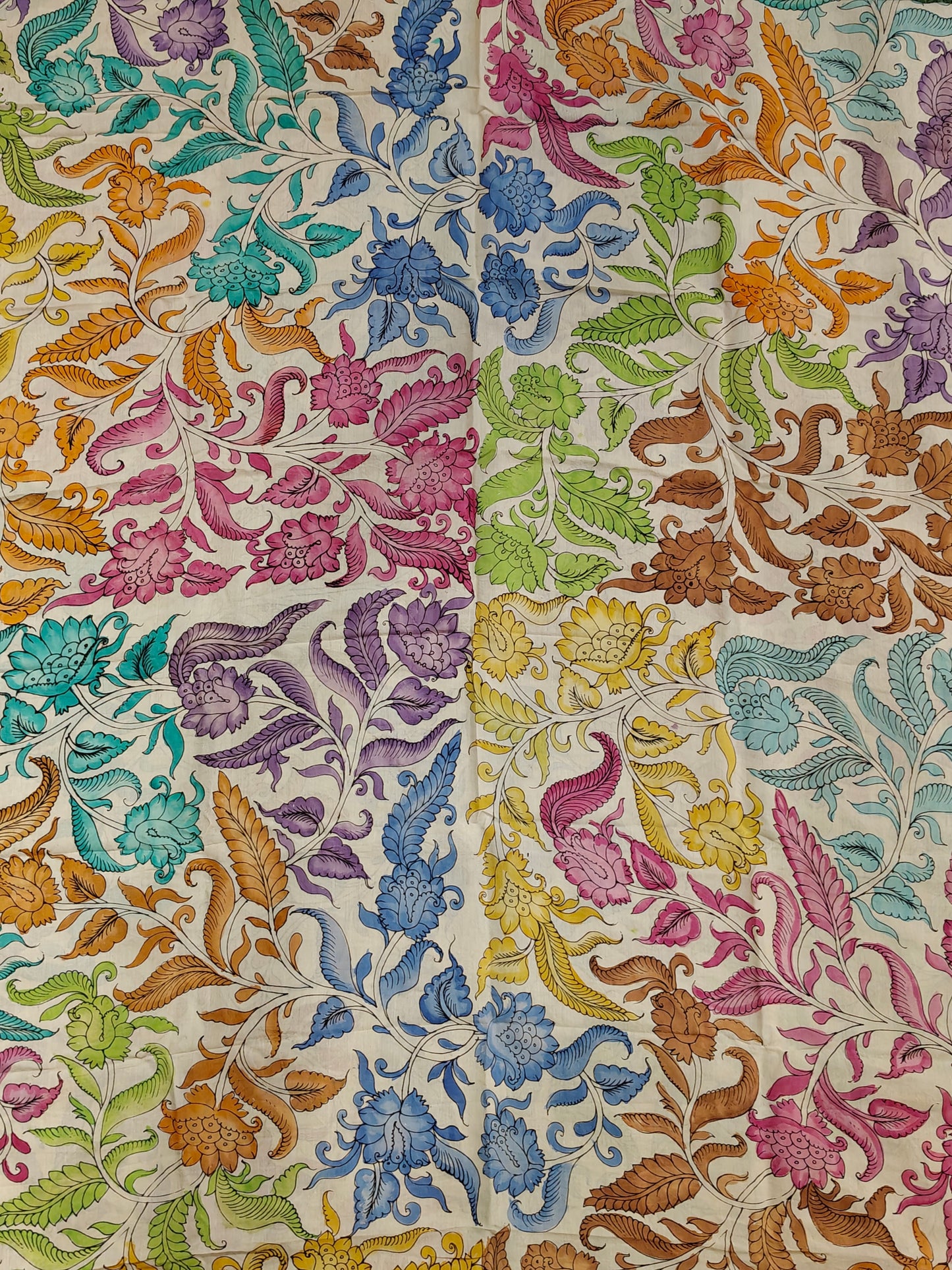 Silk Kalamkari handpainted yardage fabric - multiple designs available