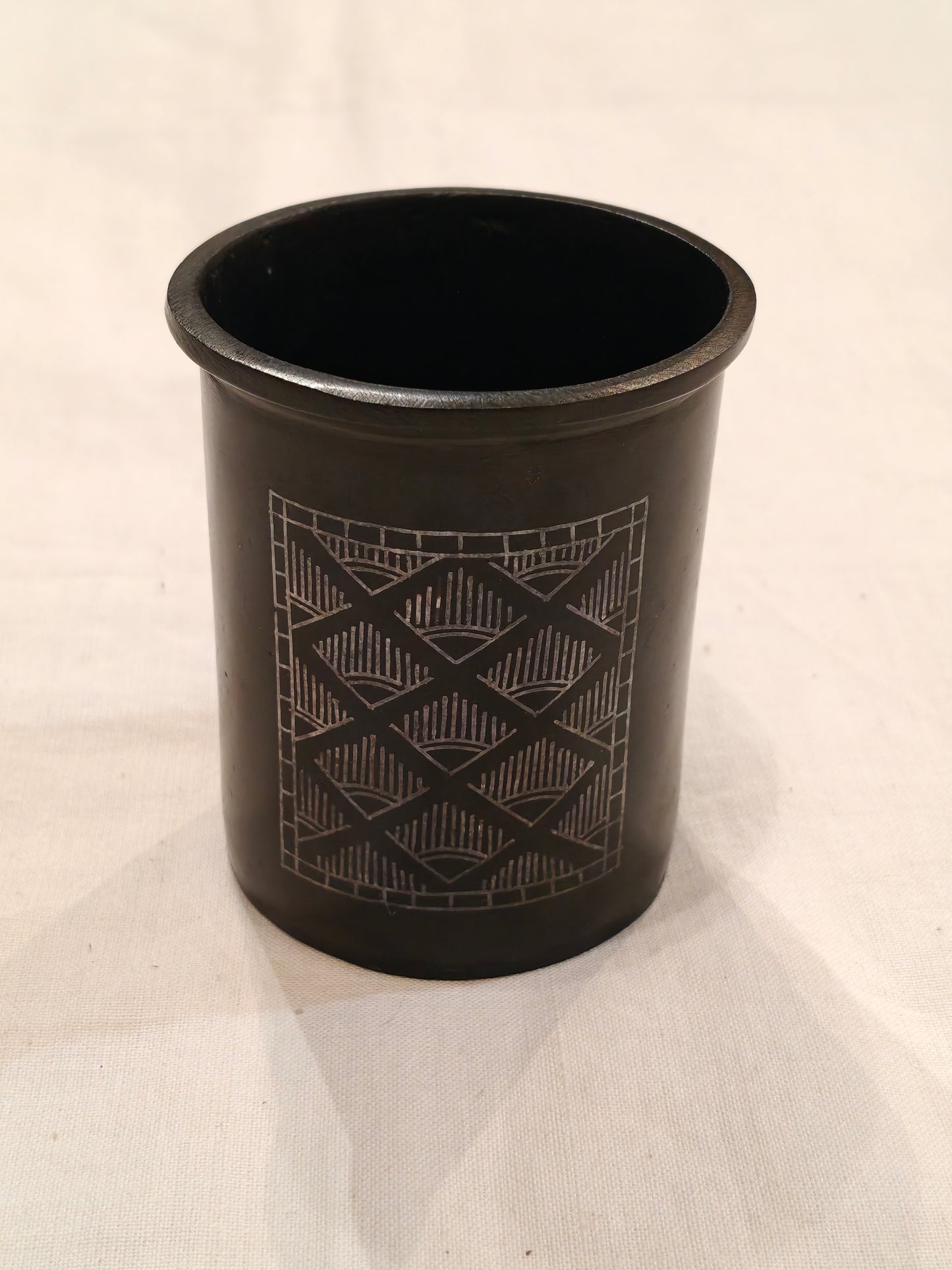 Black pen stand / organizer with silver bidri work