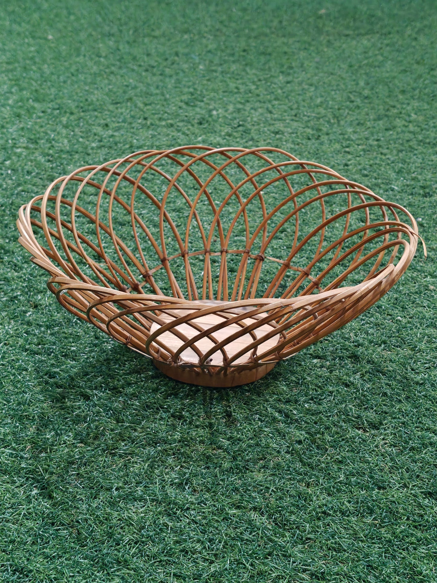 Wooden cane fruit / multipurpose basket -  handcrafted