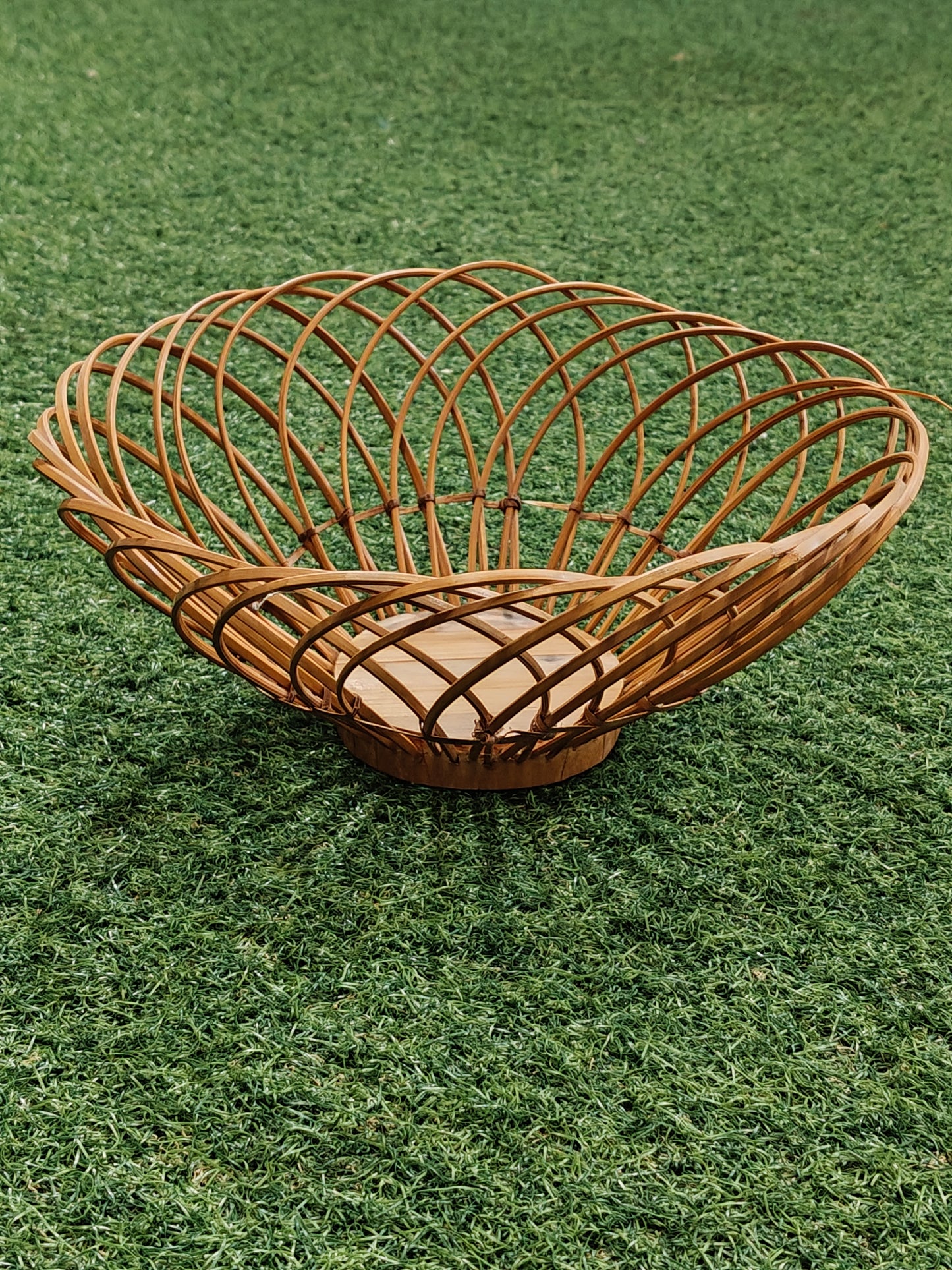 Wooden cane fruit / multipurpose basket -  handcrafted