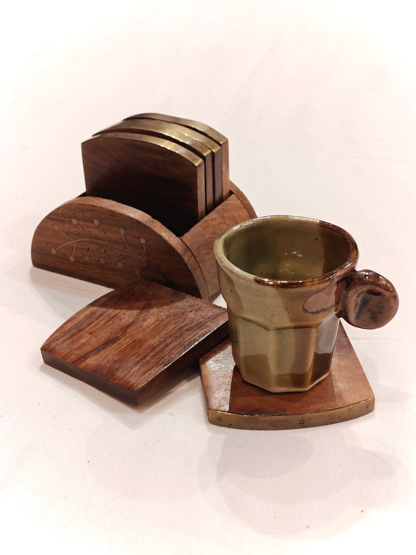 Wooden brass inlay work Coasters
