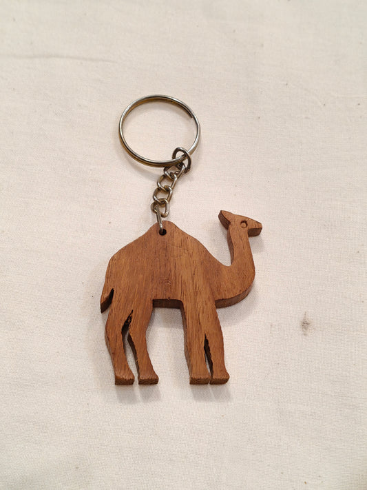 Camel wooden key ring