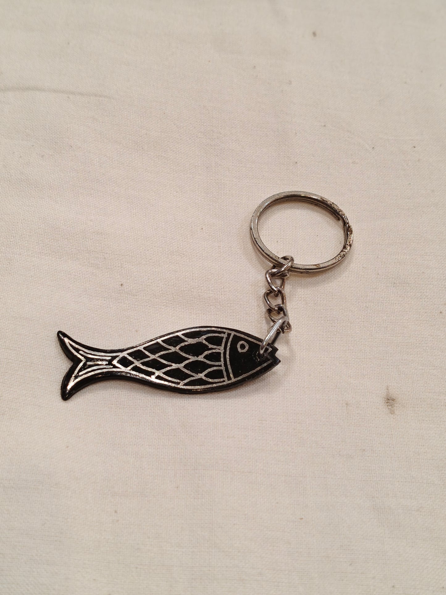 Bidri silver inlay work handcrafted key ring