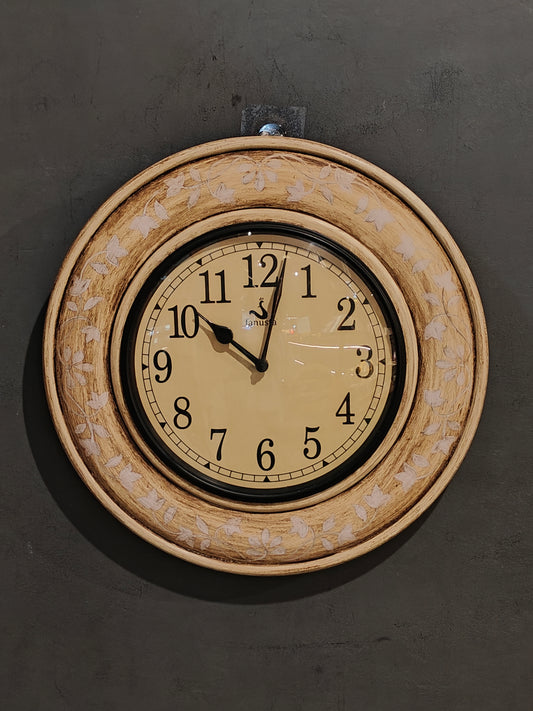 Wooden handpainted flowers wall clock