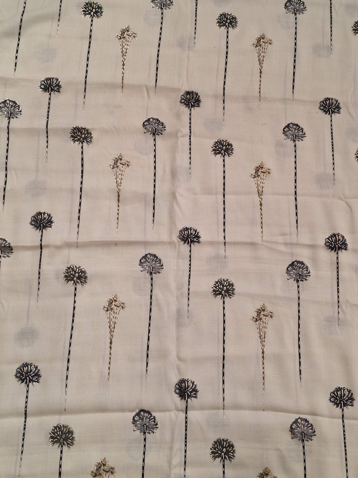 Flowers printed off white rayon fabric