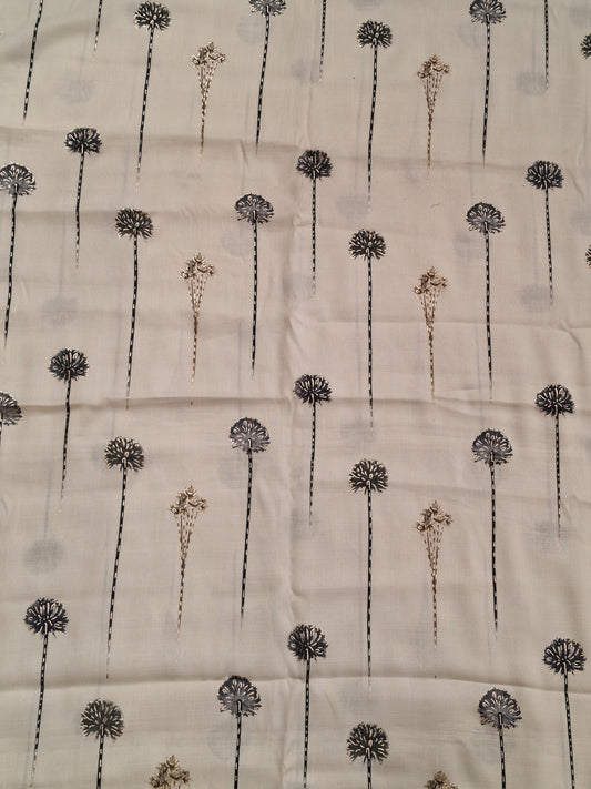 Flowers printed off white rayon fabric