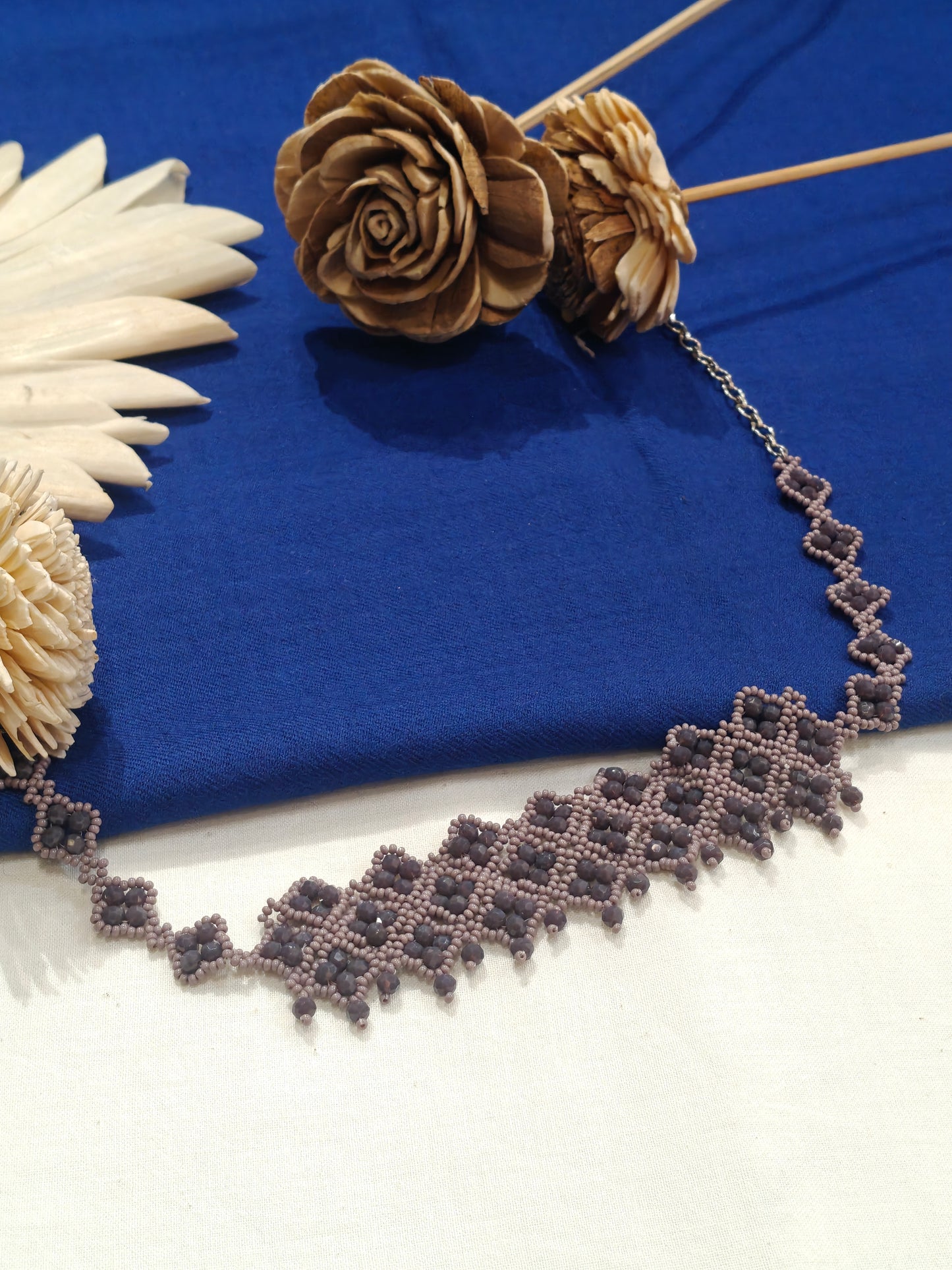 Purple poth beads handmade choker neckpiece