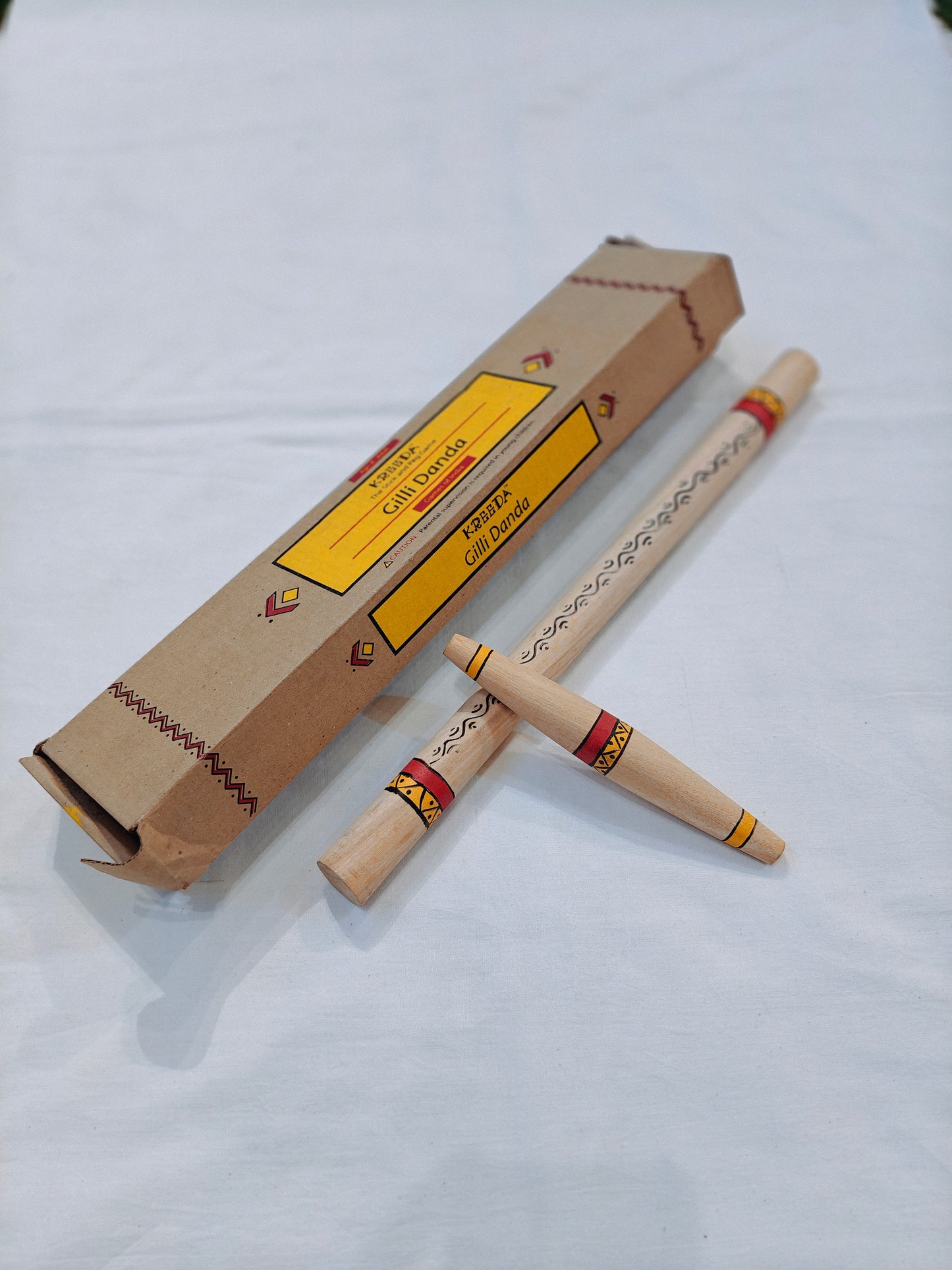 Gilli Danda / Stick and Peg game - Handcrafted and handpainted in Wood
