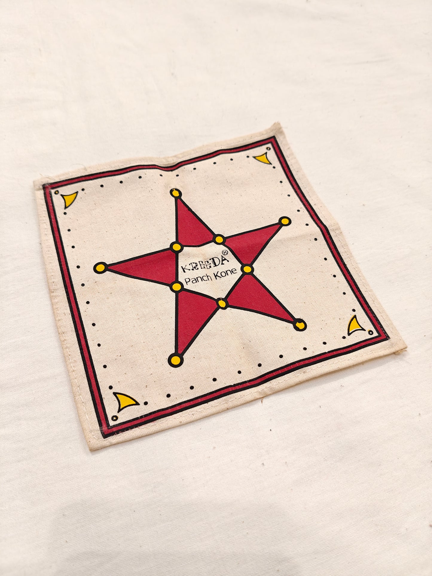 Panch kone / Nakshatra Vilayattu / Nav Goti Game - printed on Handloom fabric base