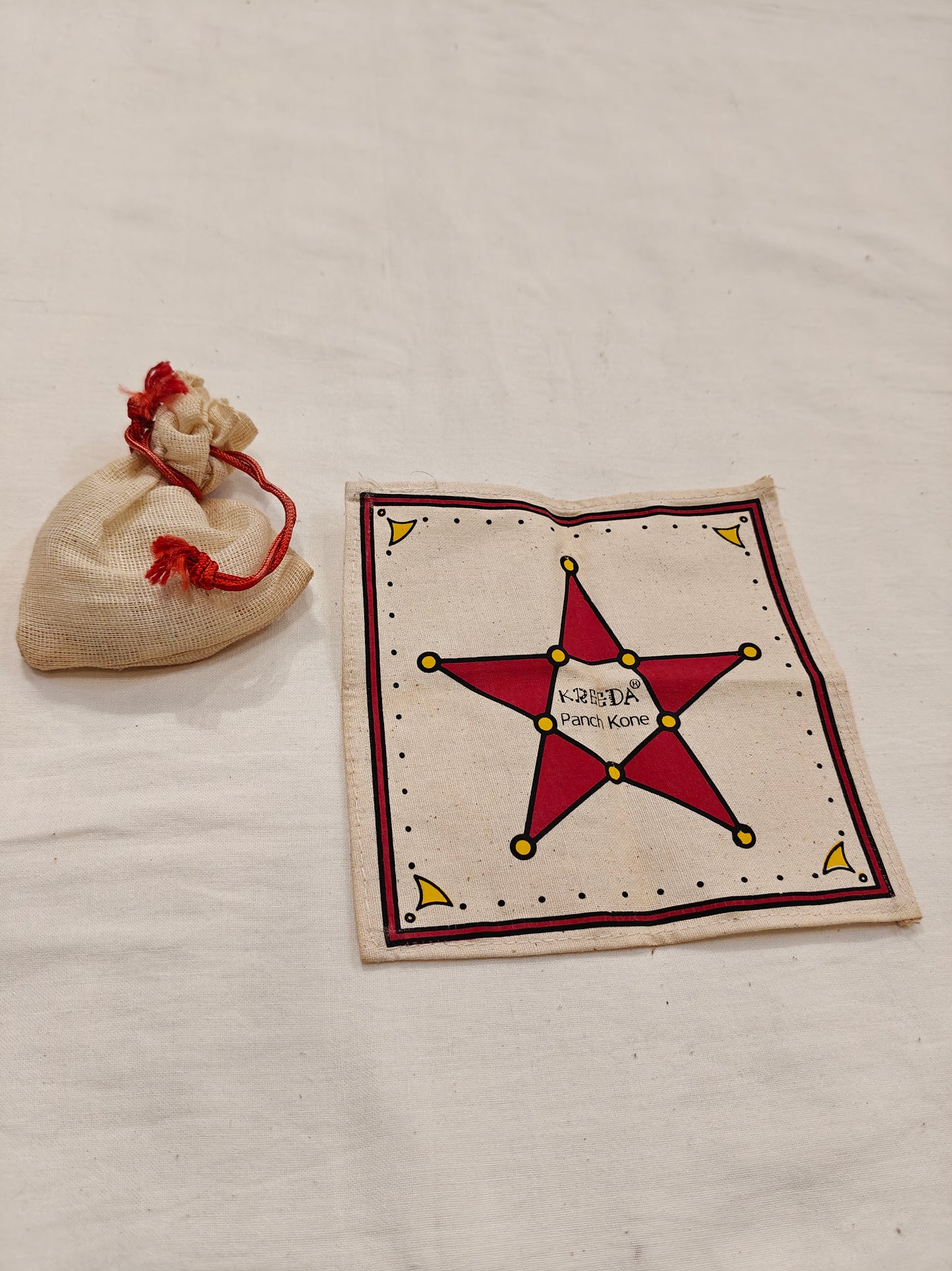 Panch kone / Nakshatra Vilayattu / Nav Goti Game - printed on Handloom fabric base
