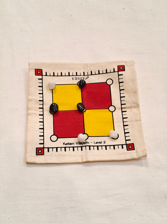 Kattam Vilayattu / Teen Goti / Noughts and Crosses / The Square Game - On fabric base