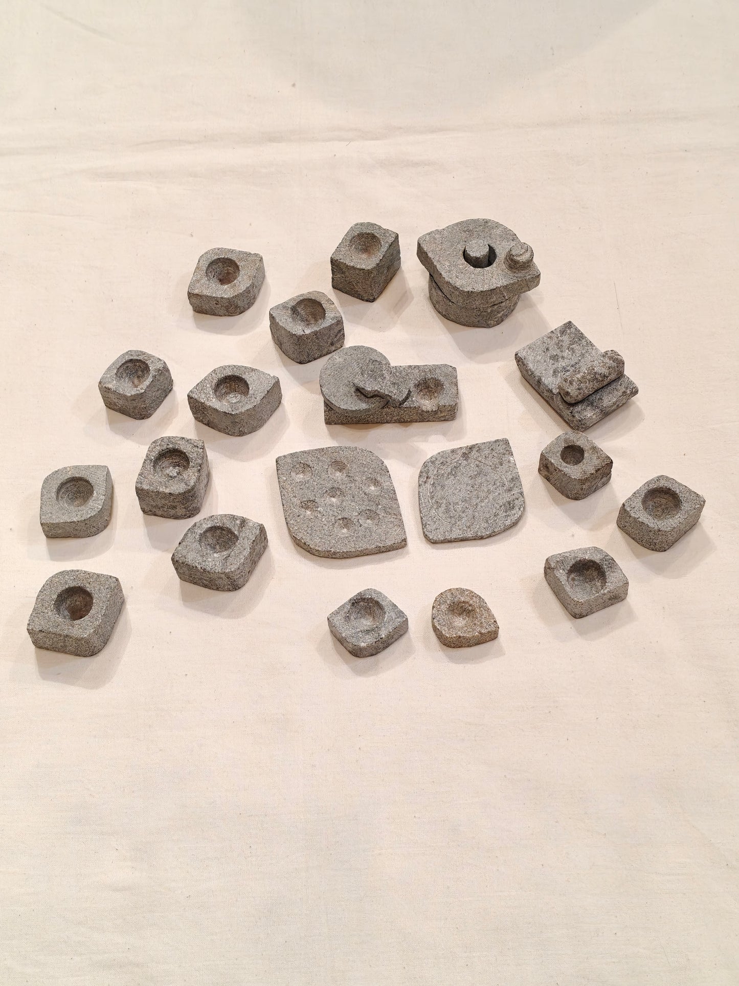 Handmade pretend play 22 piece kitchen set - Handcrafted in soap stone