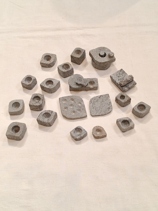 Handmade pretend play 22 piece kitchen set - Handcrafted in soap stone