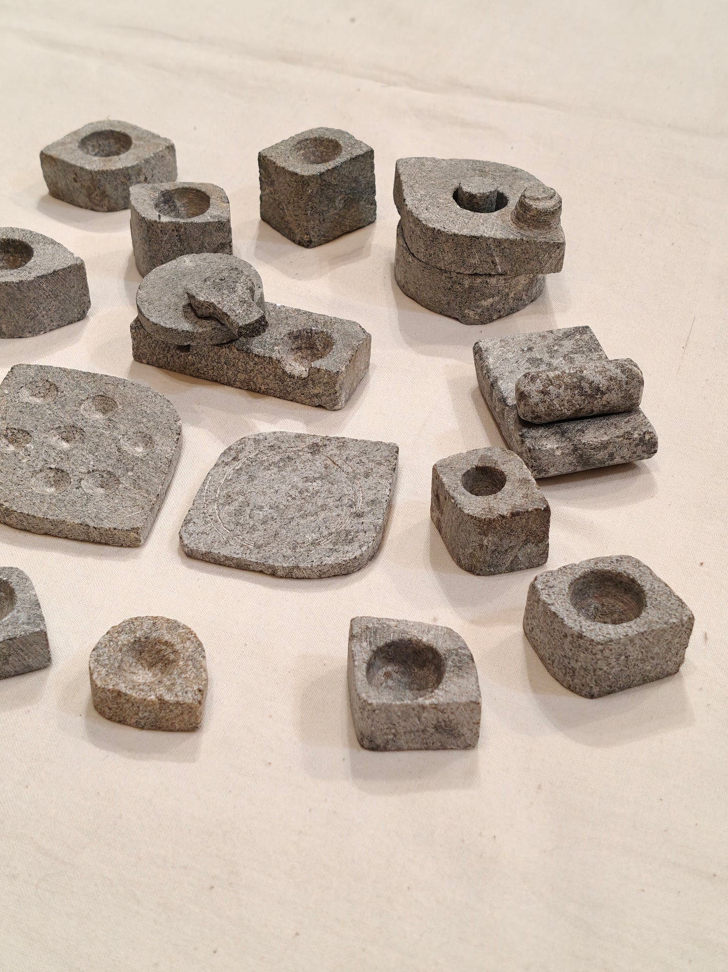 Handmade pretend play 22 piece kitchen set - Handcrafted in soap stone