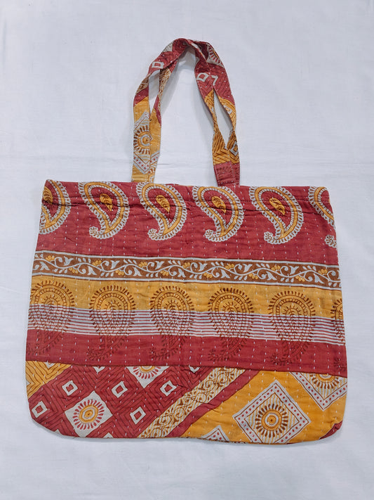 Orange n Red Kantha Jhola Bag