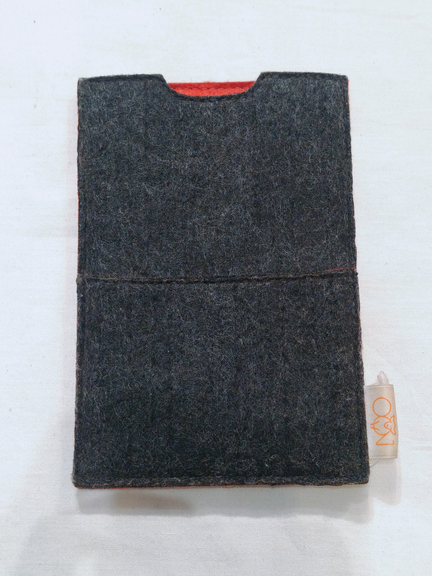 Grey felt mobile pouch with card holder