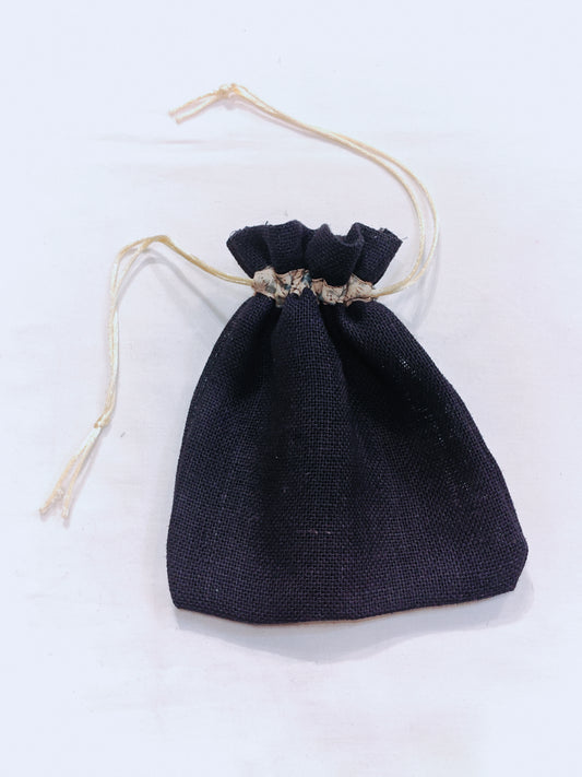 Blue jute potli with kalamkari cotton dori