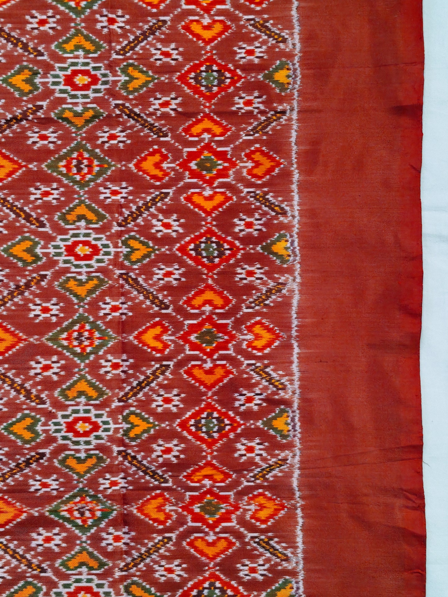 Ikat pure silk handwoven fabric with heart patterns