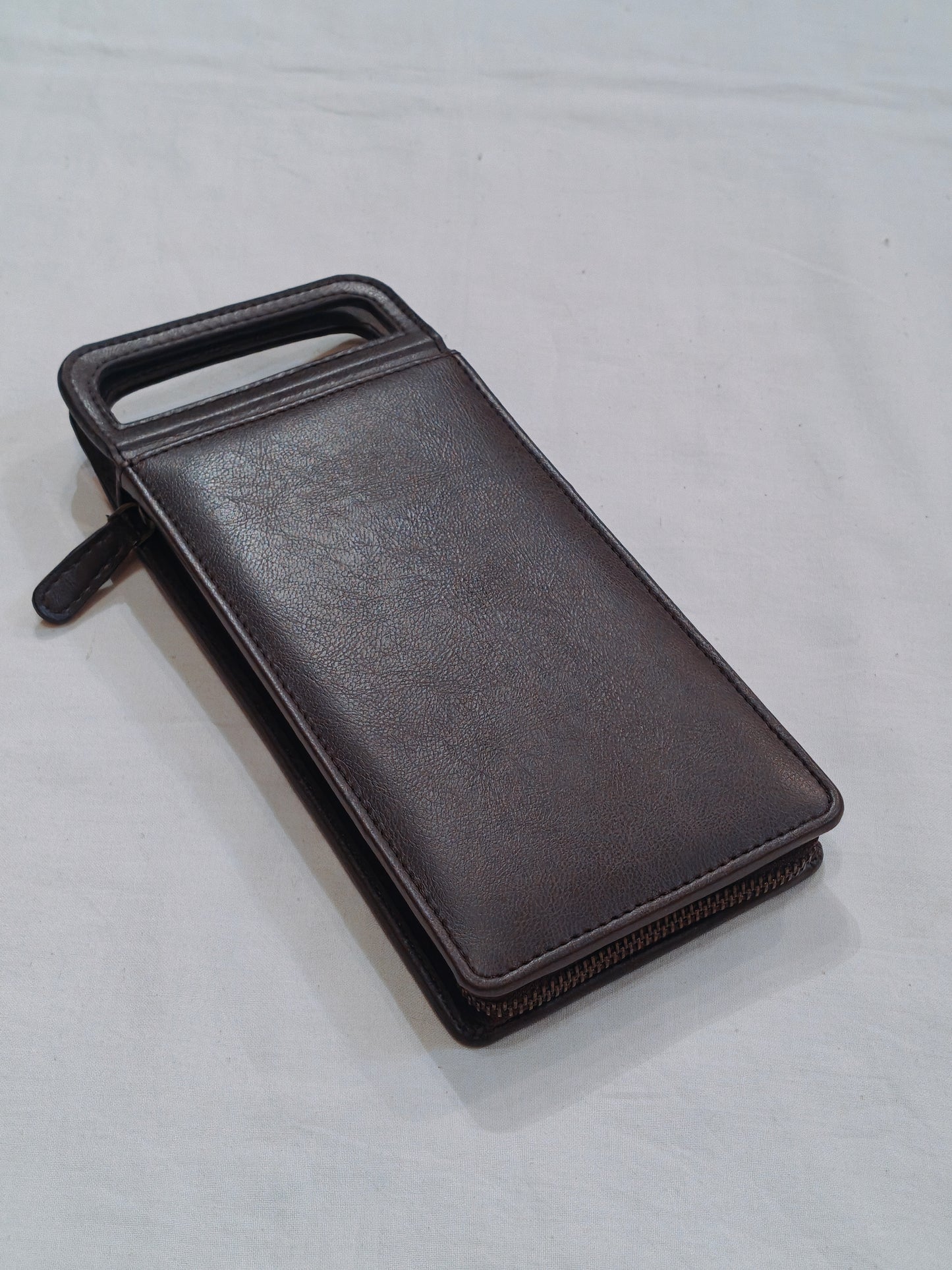 Vegan leather phone wallet in handcrafted leather