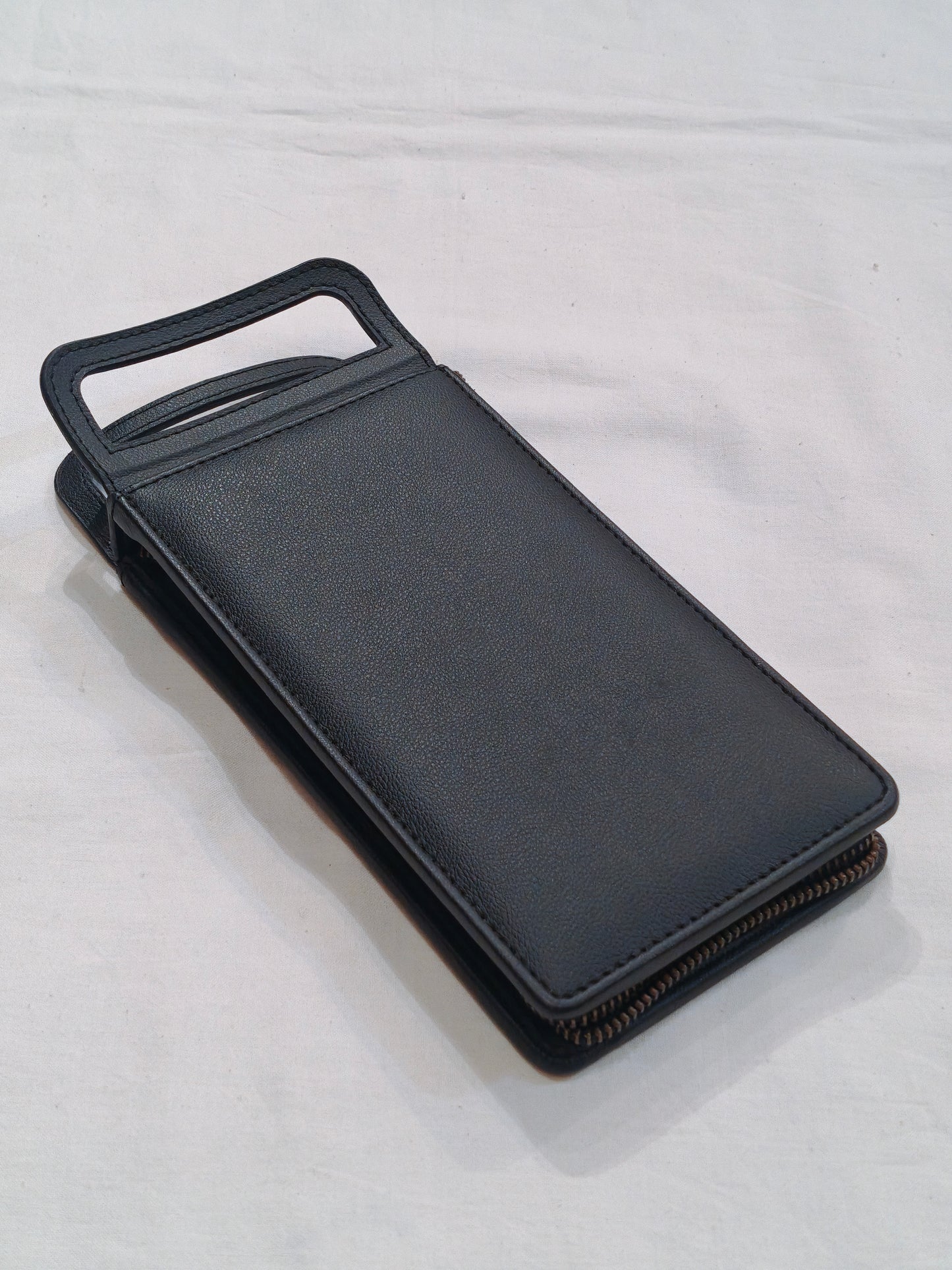 Vegan leather phone wallet in handcrafted leather