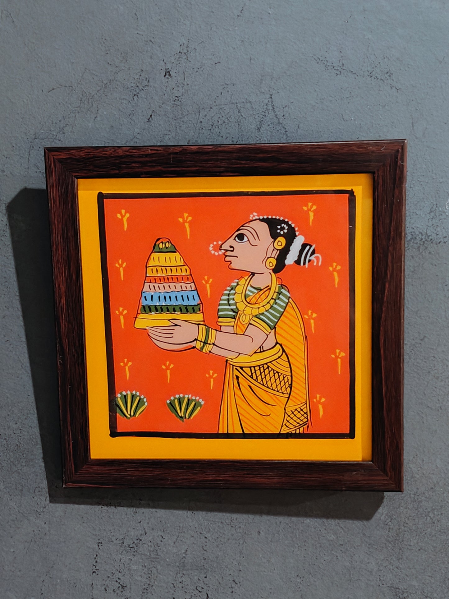 Cheriyal handpainted paintings - wall frames cum table decors - 7 × 7 Inches