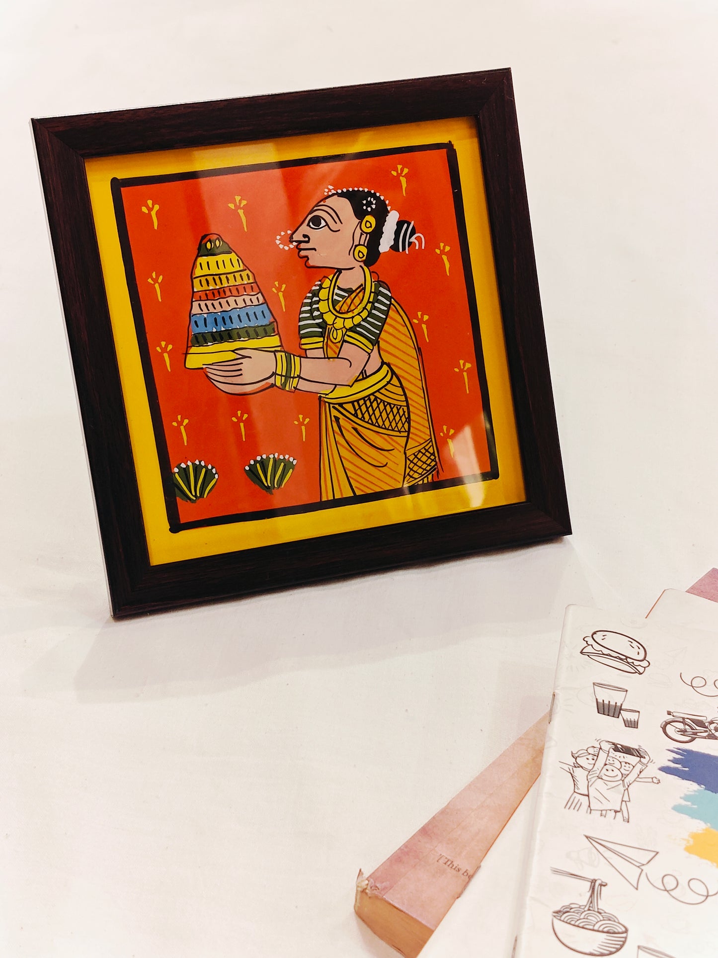 Cheriyal handpainted paintings - wall frames cum table decors - 7 × 7 Inches