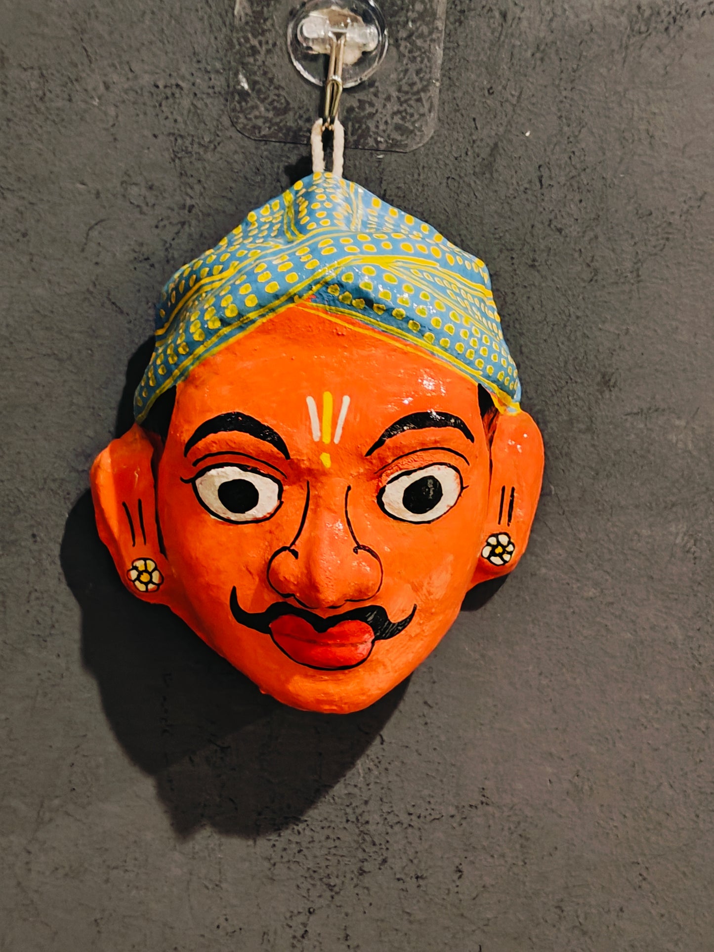Man and woman handcrafted Cheriyal mask pair - 5 Inches size - multiple colors available