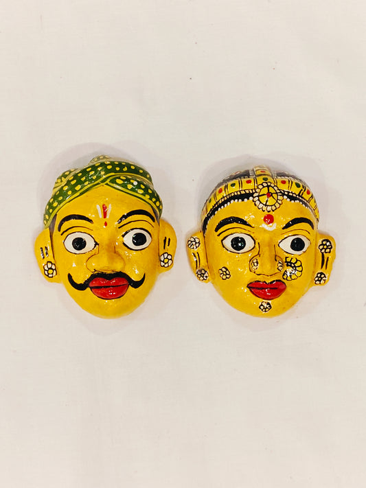 Man and Woman handcrafted Cheriyal mask pair - 3 inches size