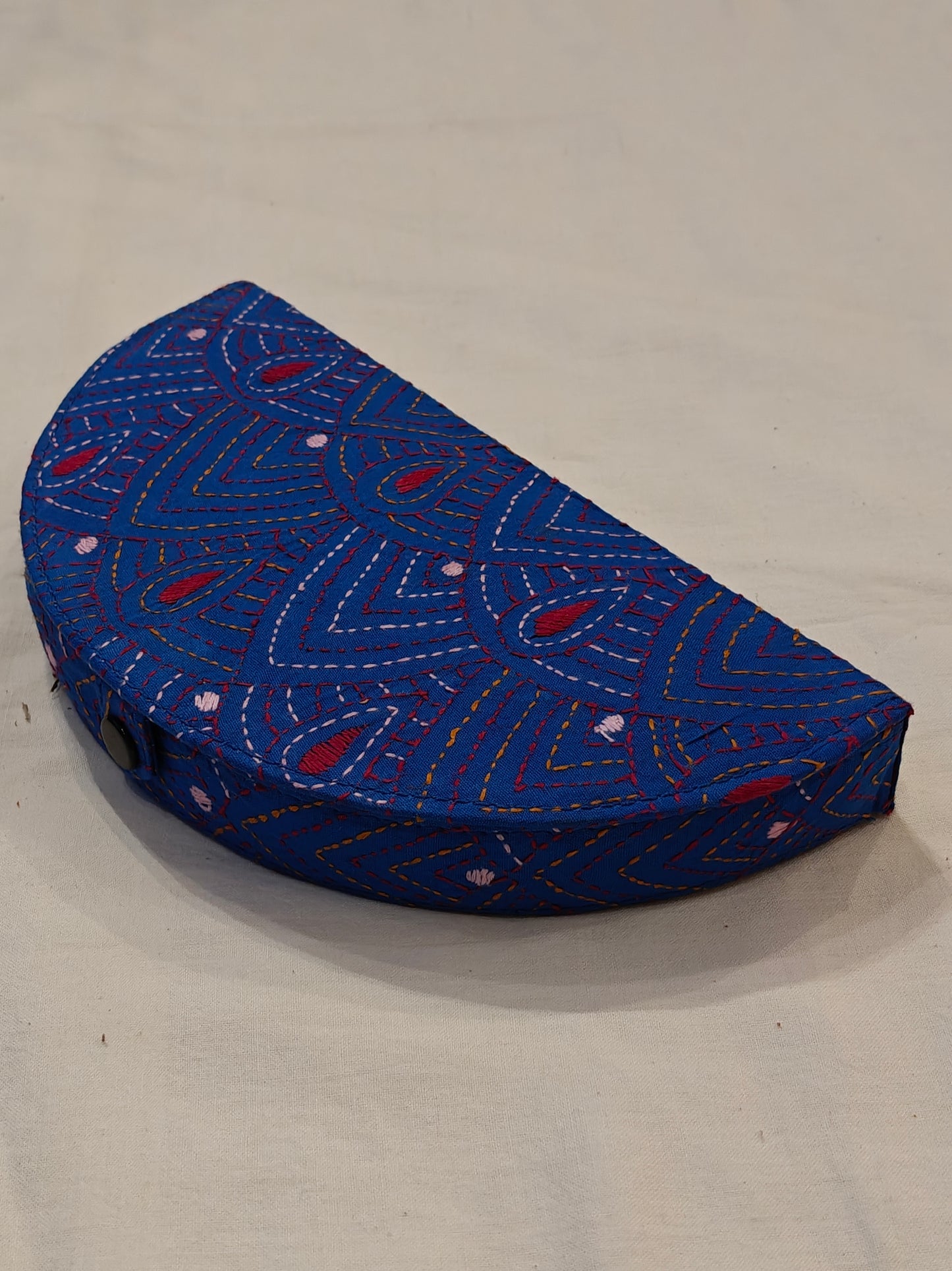 Semi circular embroidered jewellery box