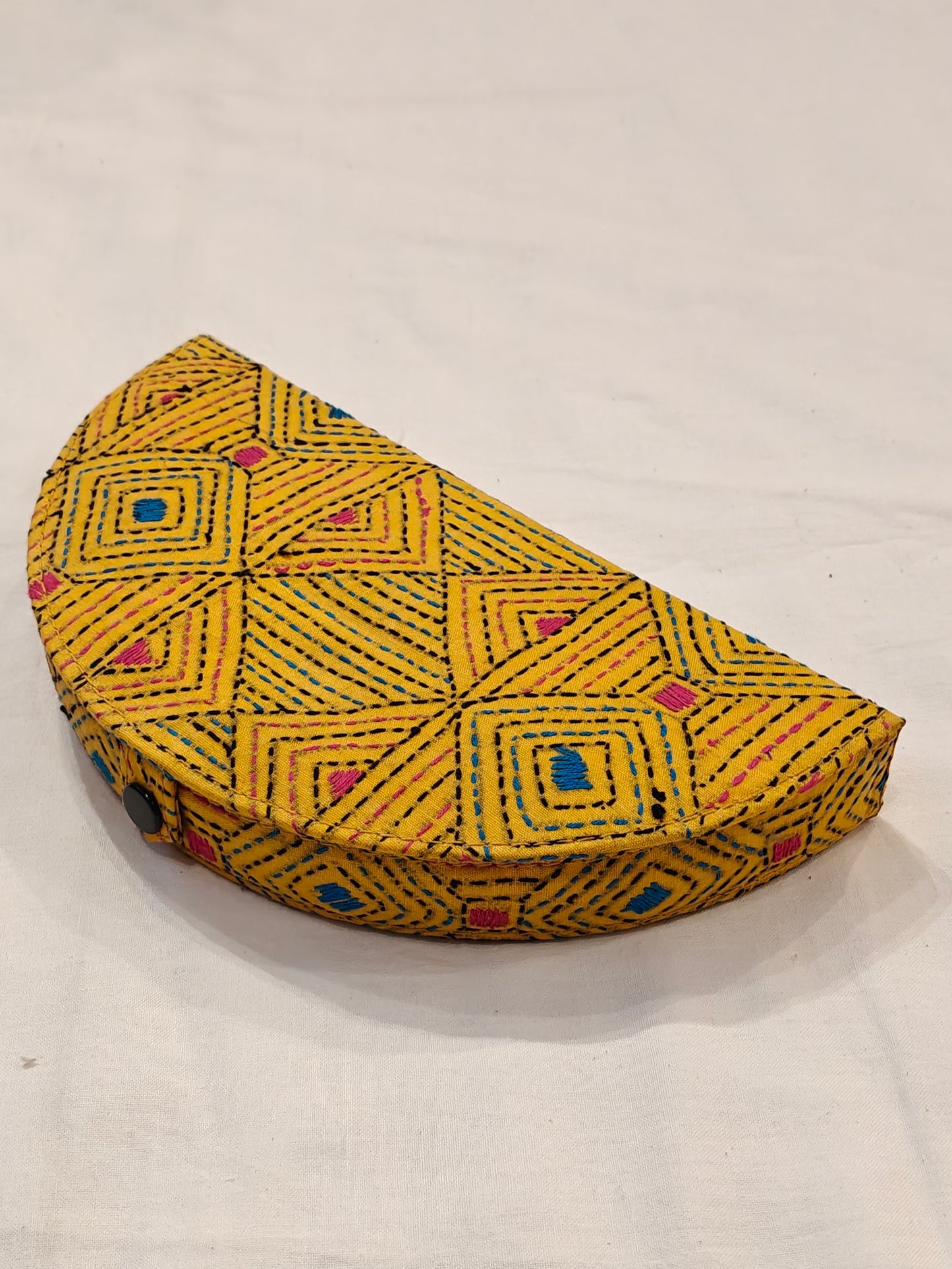 Semi circular embroidered jewellery box