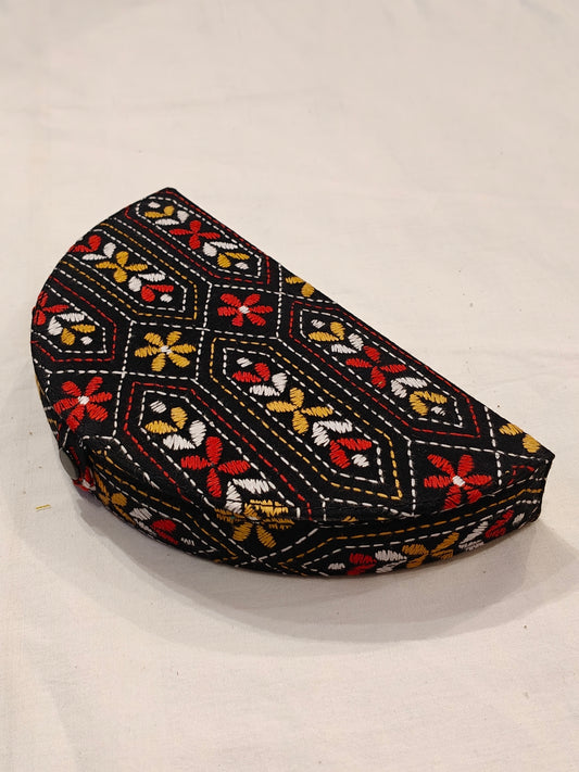 Semi circular embroidered jewellery box