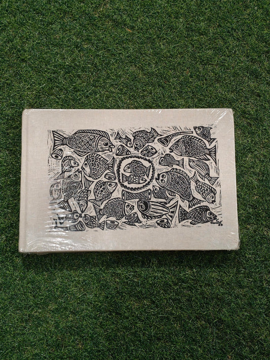 Hand made paper sketchbook with hand painted print as hard cover - 200 gsm