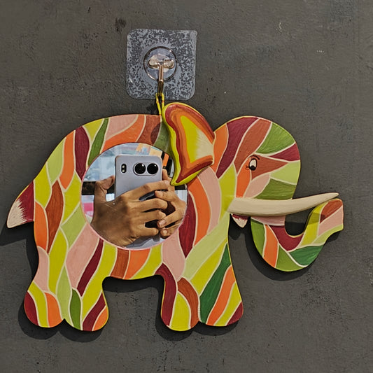 Colorful Elephant Wooden mirror
