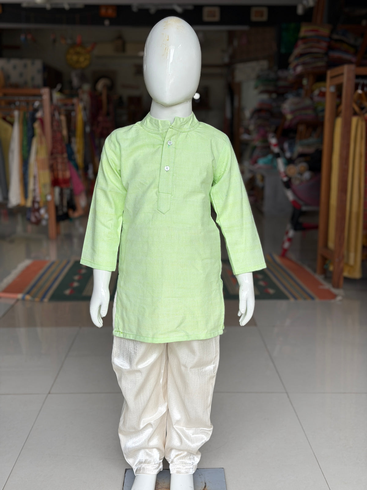 Off white soft n shiny mashru pants / pyjamas for boys - ethnic wear