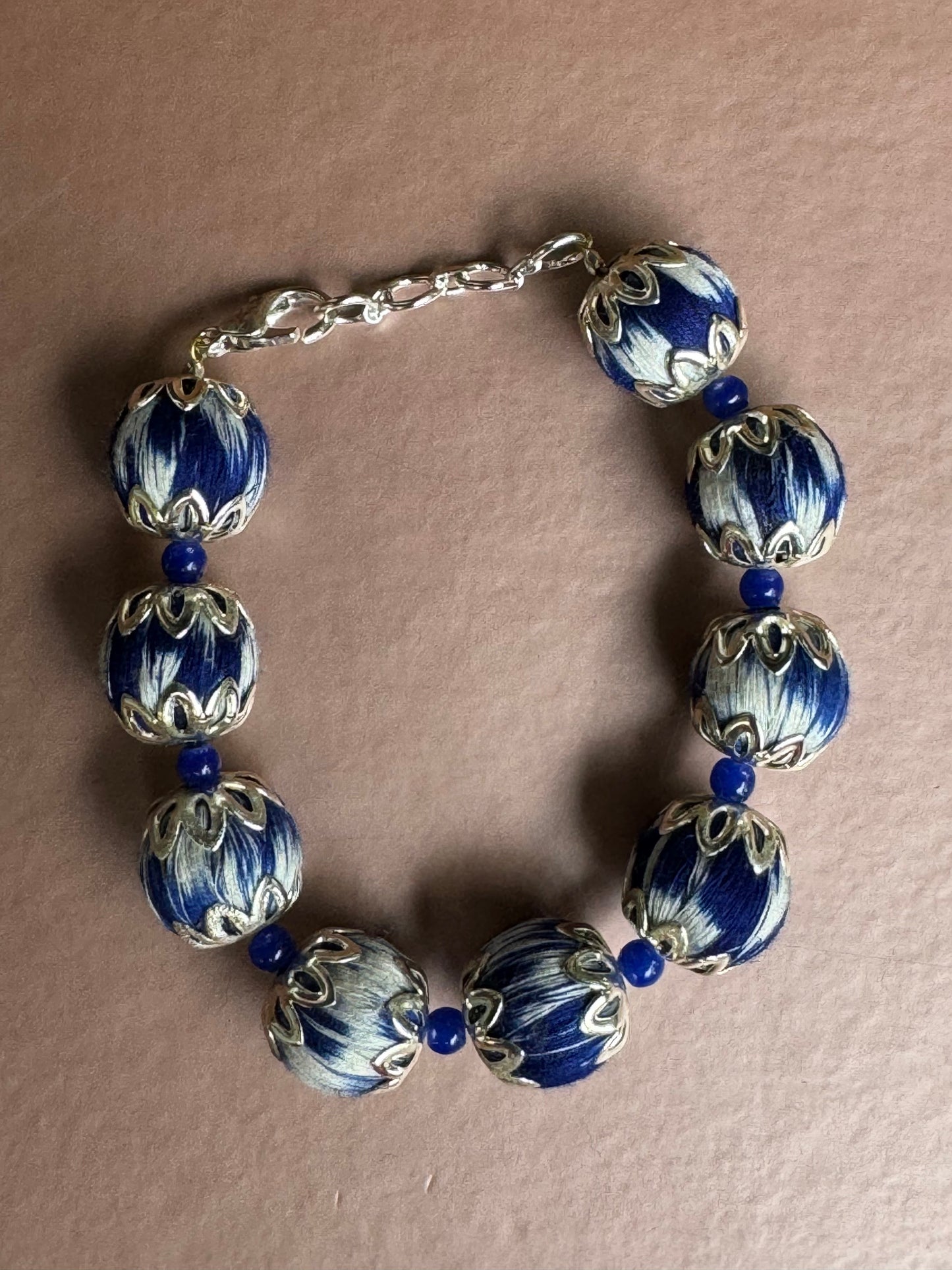 Ikat thread beads balls bracelet