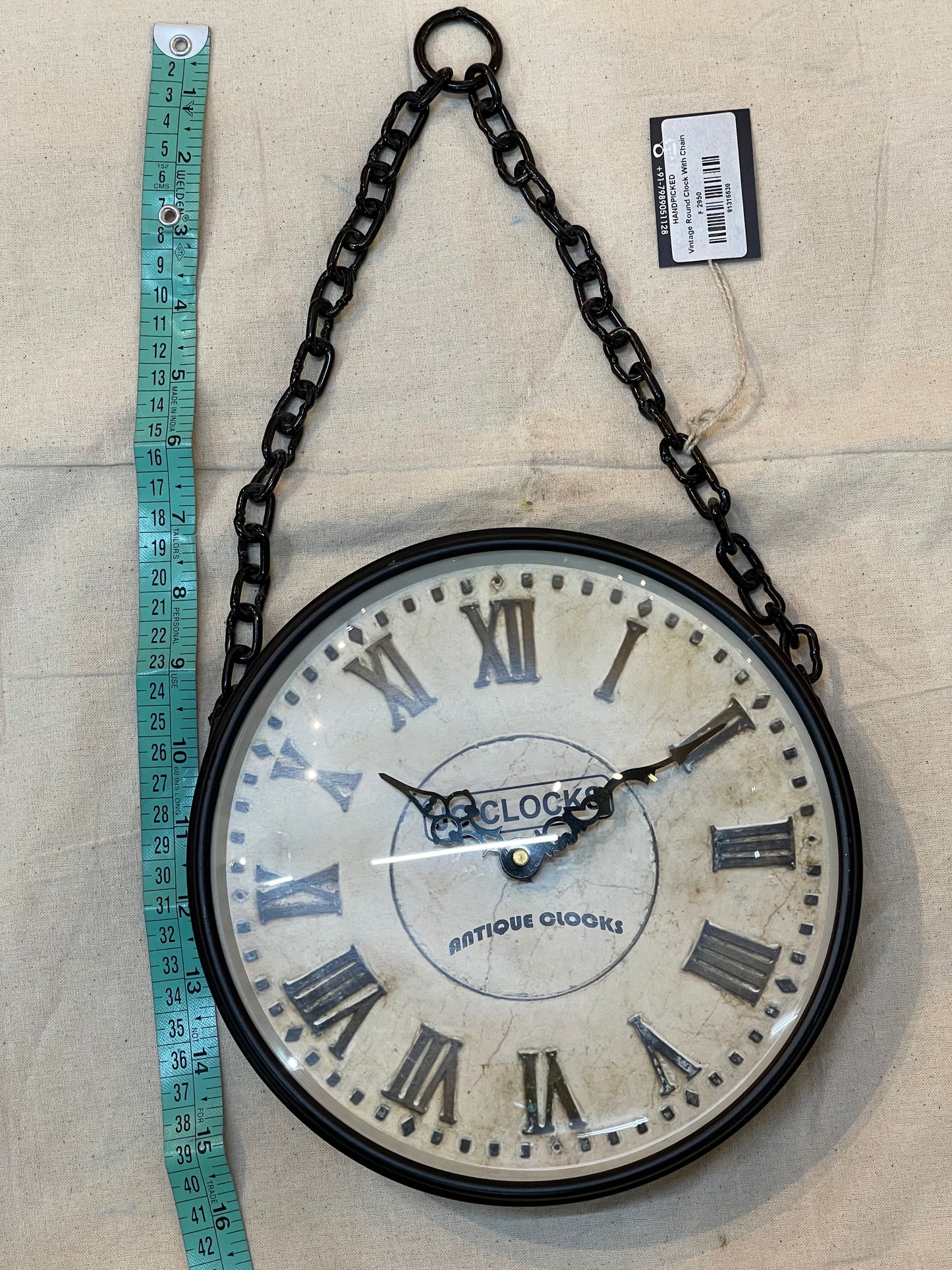 Vintage Round Clock With Chain