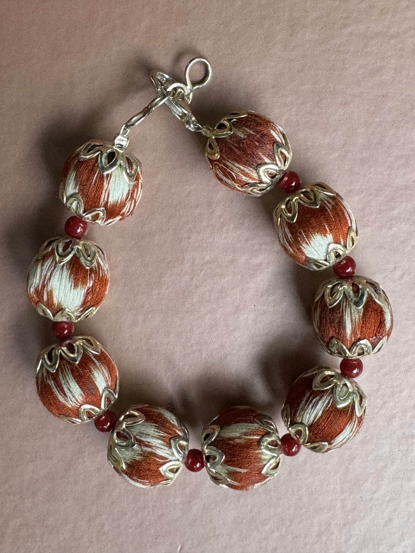 Ikat thread beads balls bracelet