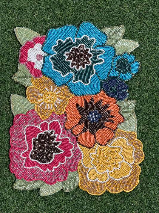 Colorful flowers design beads handcrafted placemat (single)