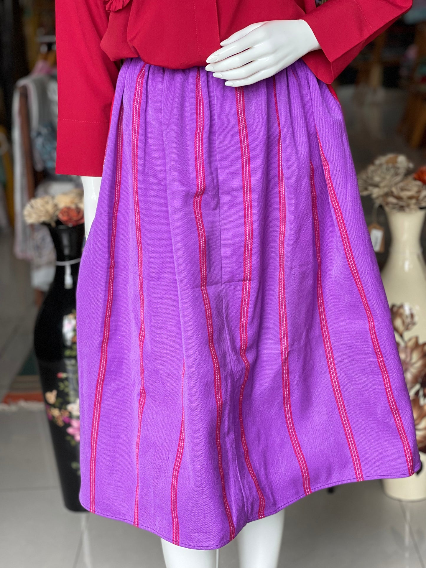 Violet hand woven Arunachal cotton midi skirt - free size