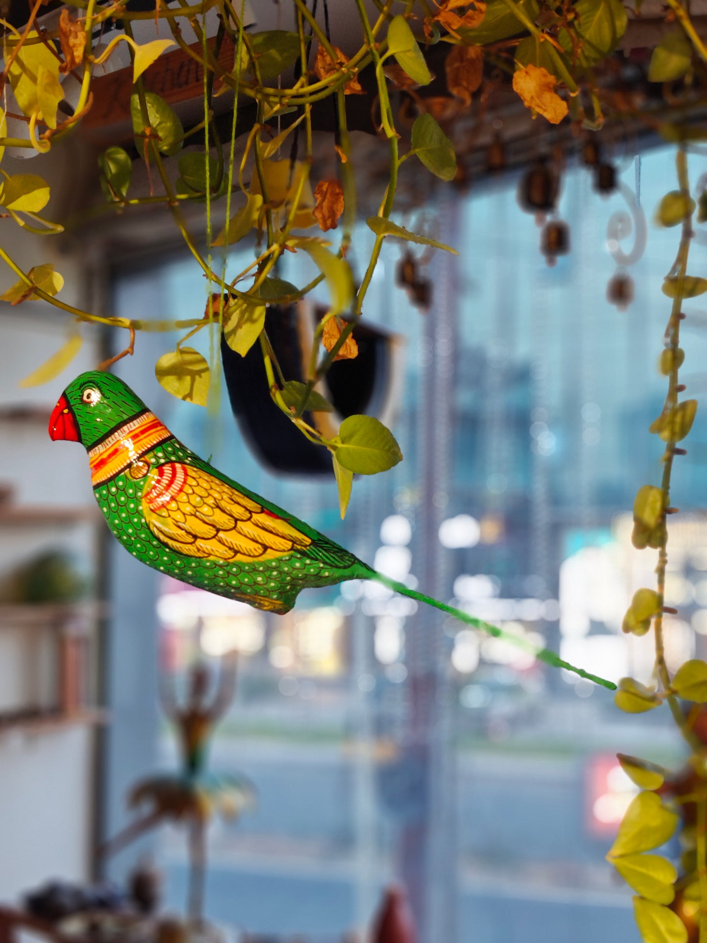 Patachitra colorful hand-painted papier mache parrots - multiple colors available