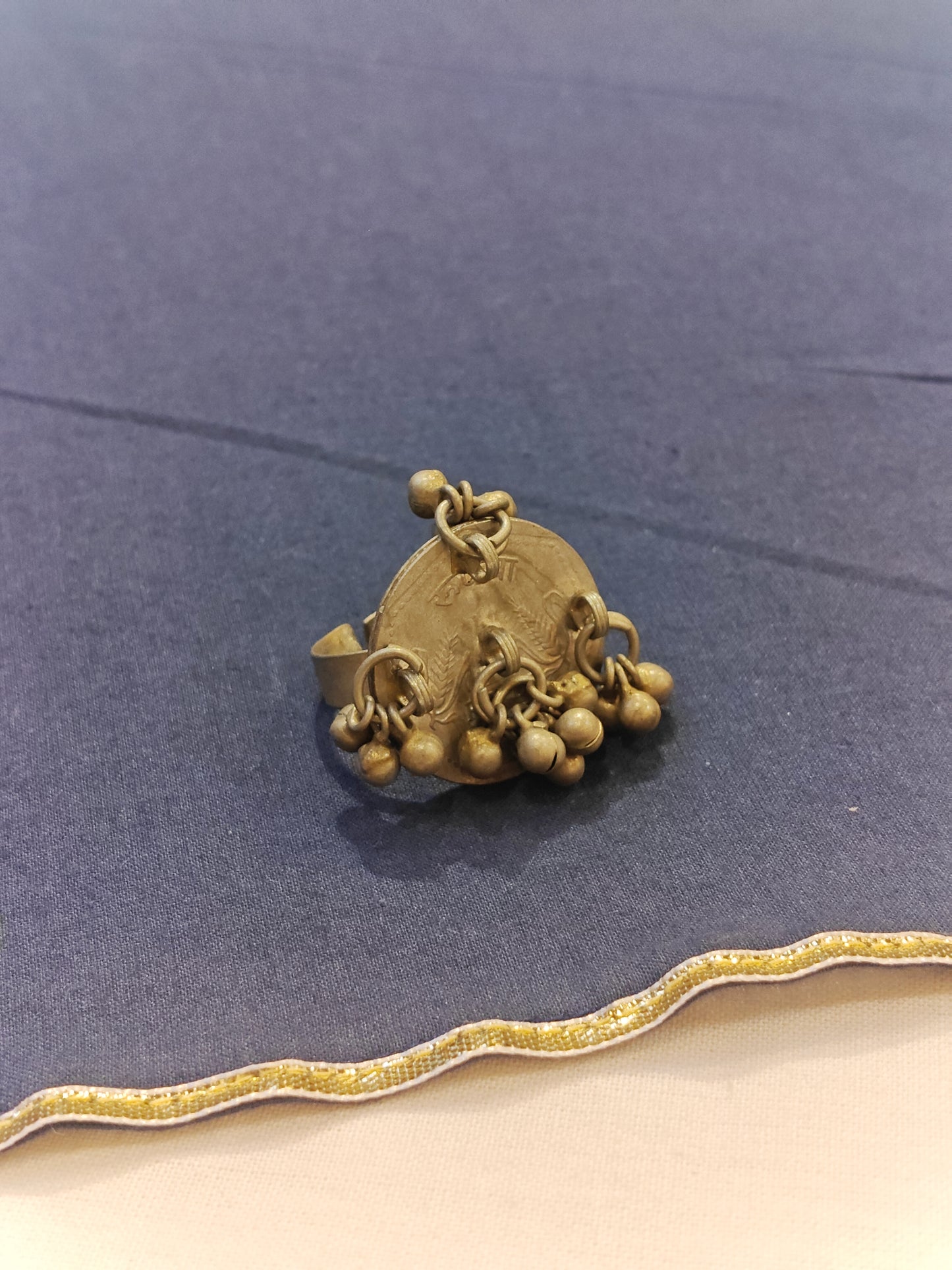 1 rupee coin handcrafted finger ring with ghungroos