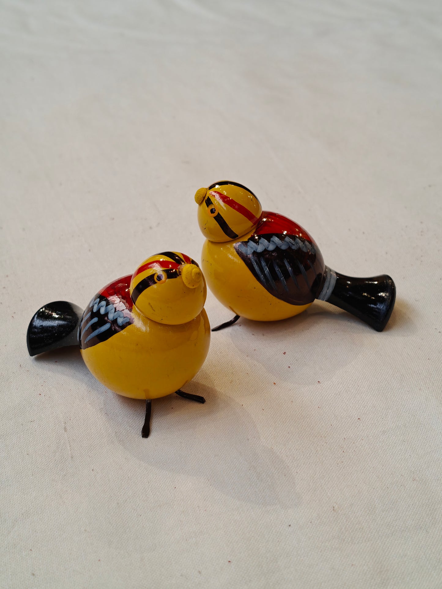 Colourful hand-painted, handcrafted wooden birds - color options available
