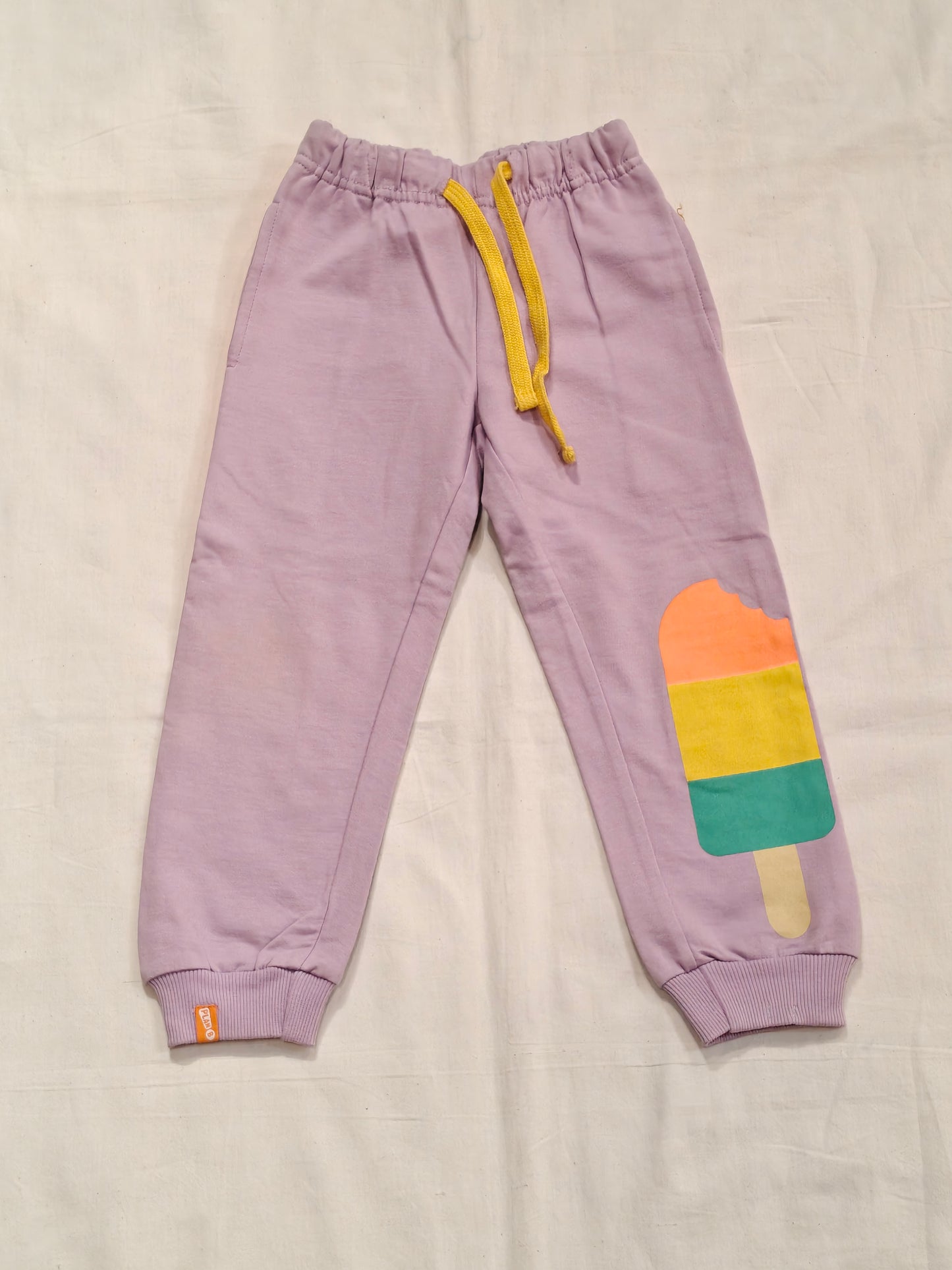 Lavender jogger track pants with popsicle print