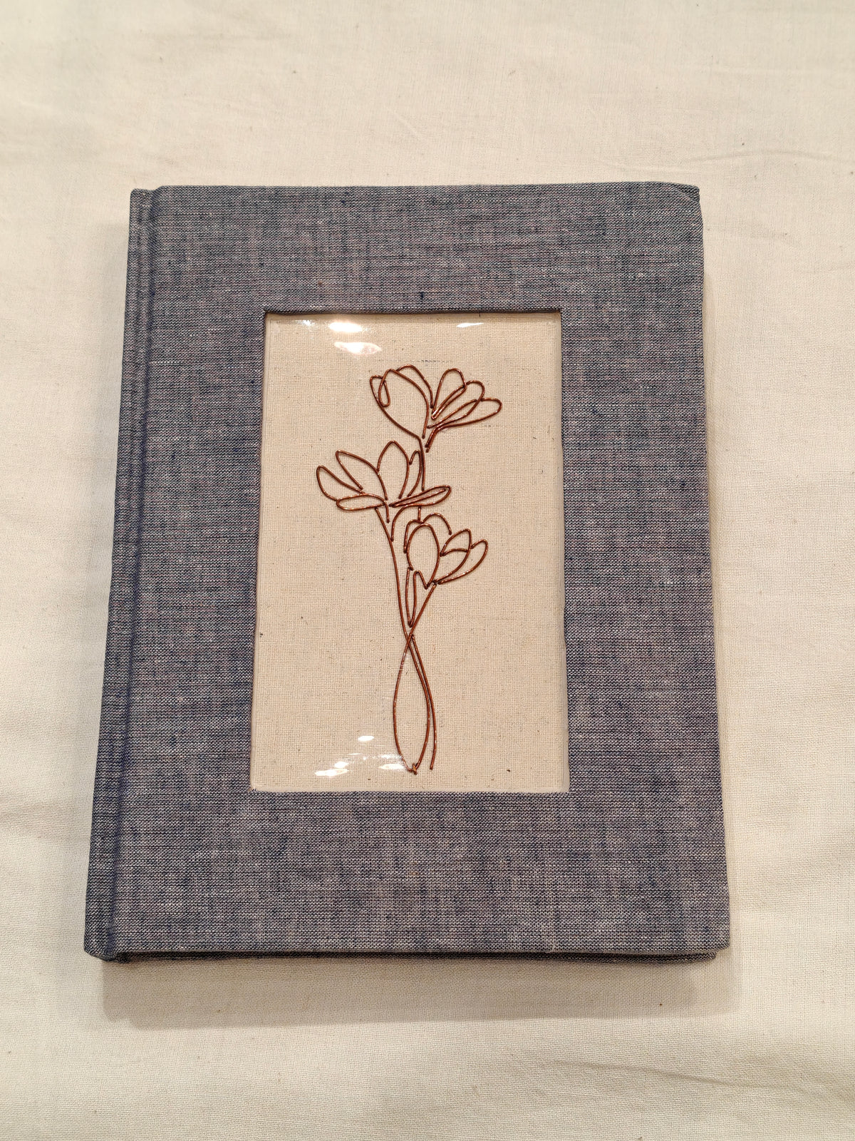 Copper line art covered handmade paper notebook - handcrafted gifts - designs and colors available