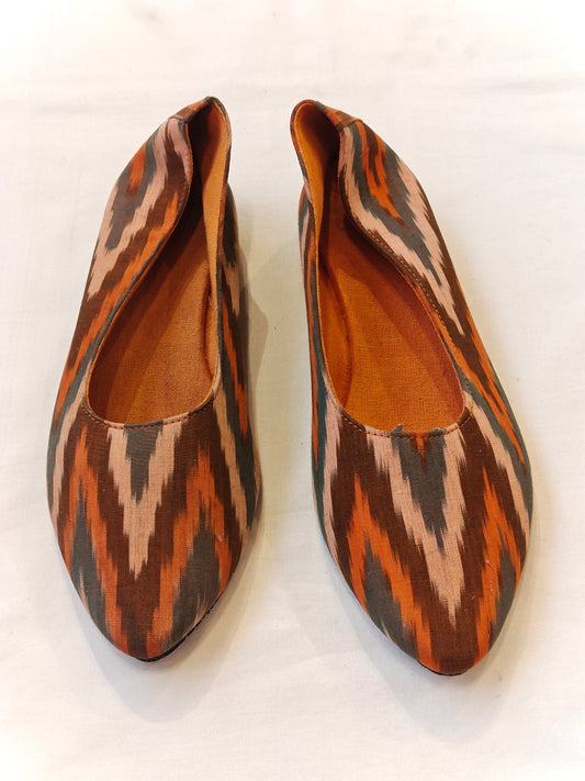 Orange ikat upcycled tyre shoe for women