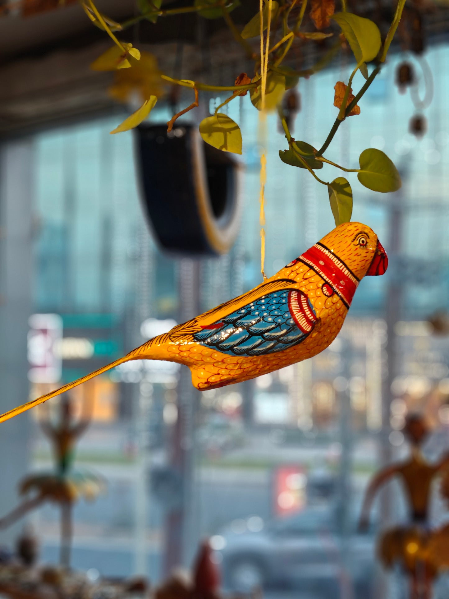 Patachitra colorful hand-painted papier mache parrots - multiple colors available