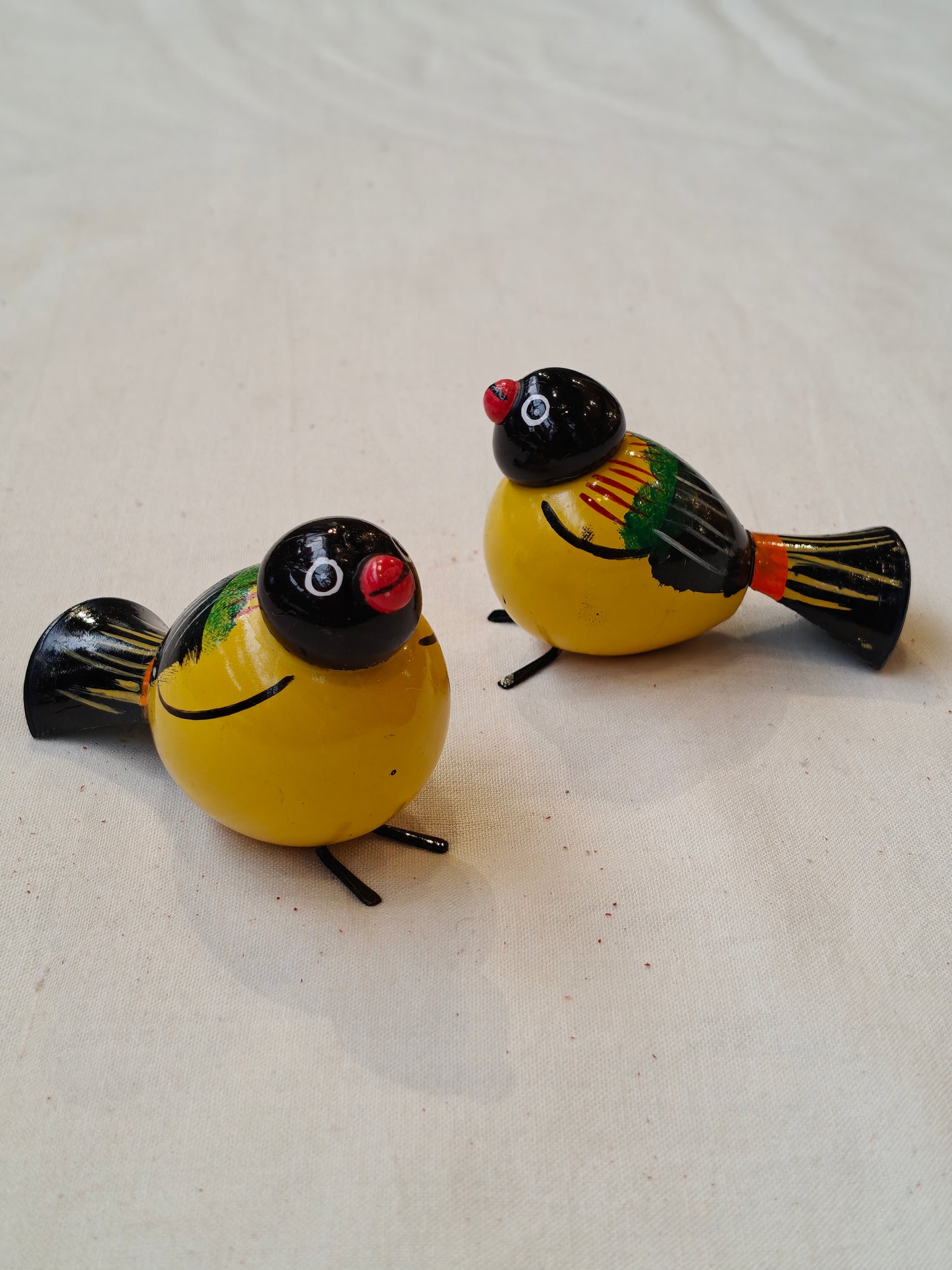 Colourful hand-painted, handcrafted wooden birds - color options available