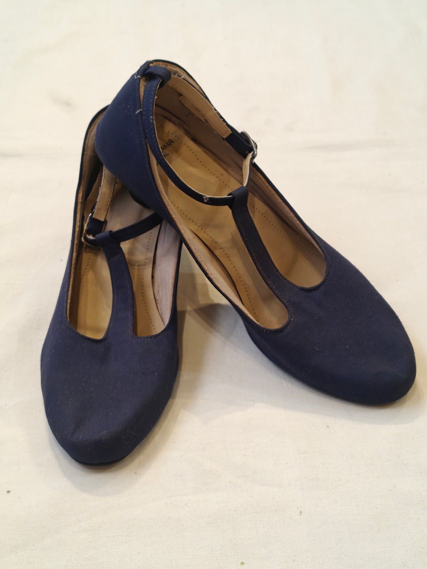 Kitten Heels Blue fabric based vegan upcycled leather